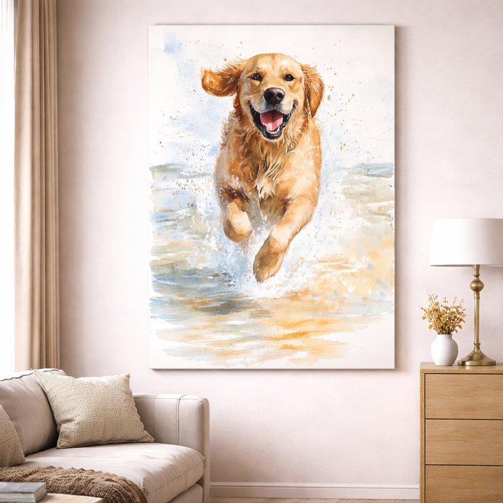 Happy Dog Beach Canvas