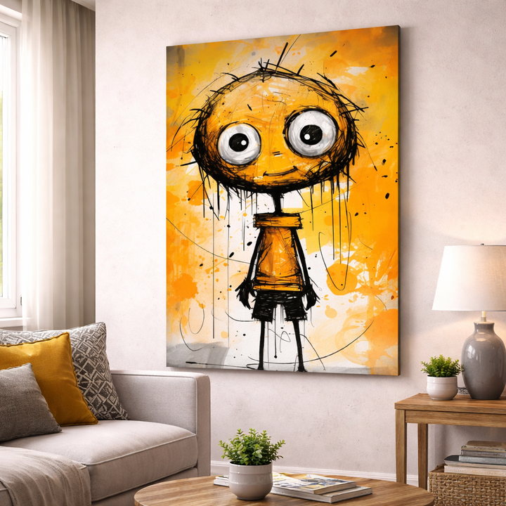 Abstract Wide-Eyed Character Canvas