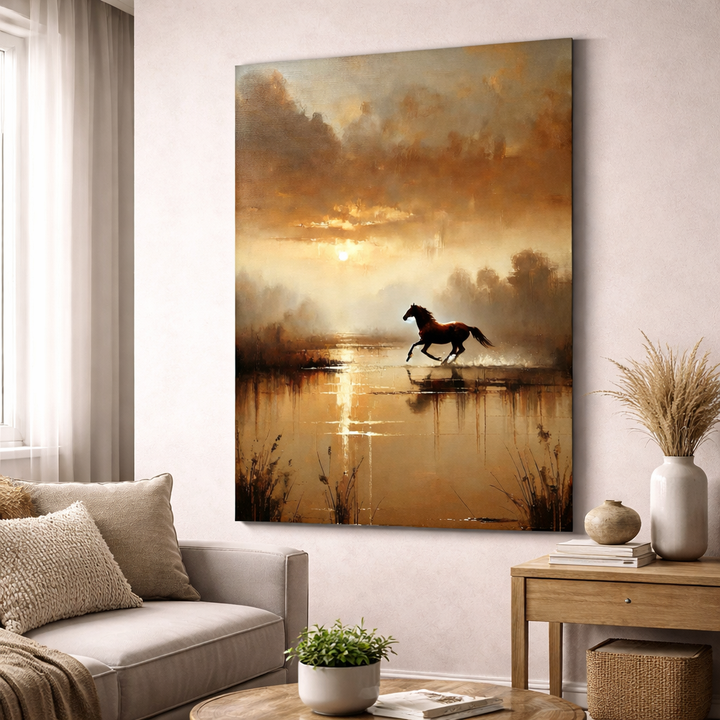 Golden Run Horse Canvas