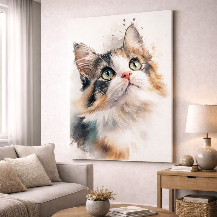 Watercolor Cat Portrait Canvas