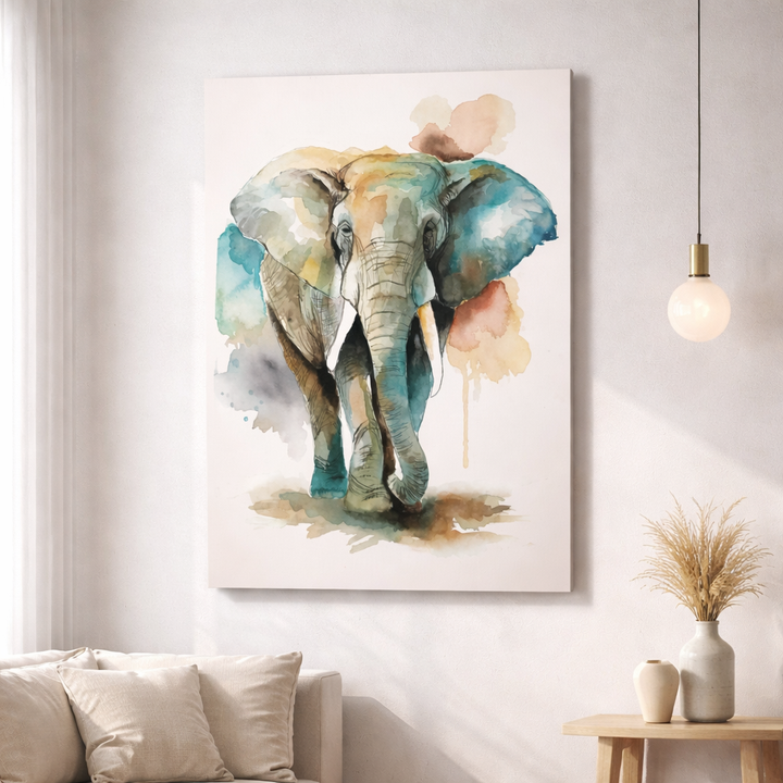 Watercolor Elephant Portrait Canvas