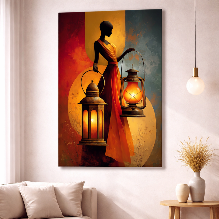 Lantern Bearer Silhouette Canvas