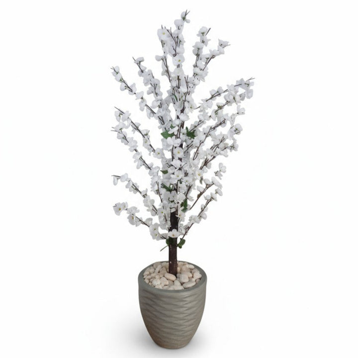 Apricot Artificial White Tree in Textured Pot