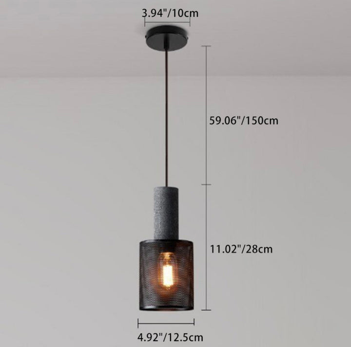 Industrial Concrete and Metal Pendant Light