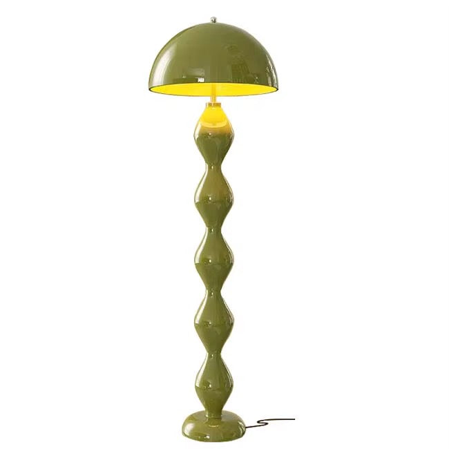 Sculptural Olive Green Dome Floor Lamp