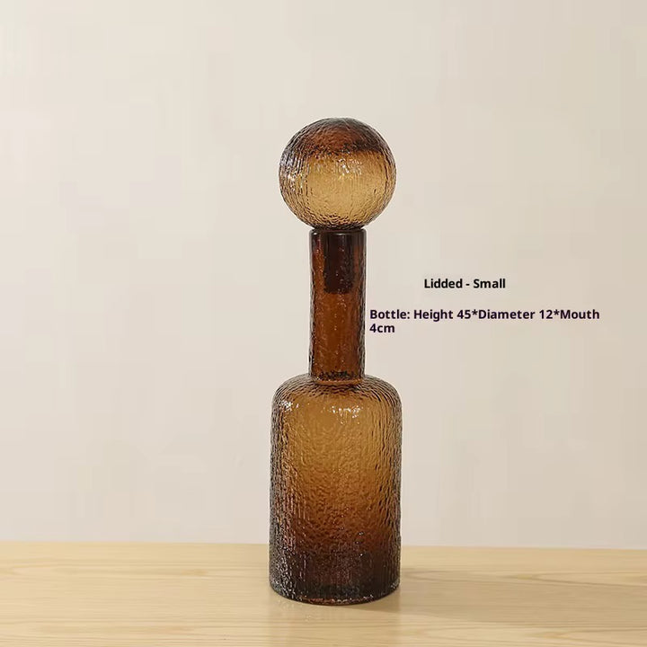 Amber Textured Glass Bottle Set