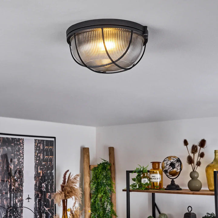 Industrial Black Cage Ceiling Light