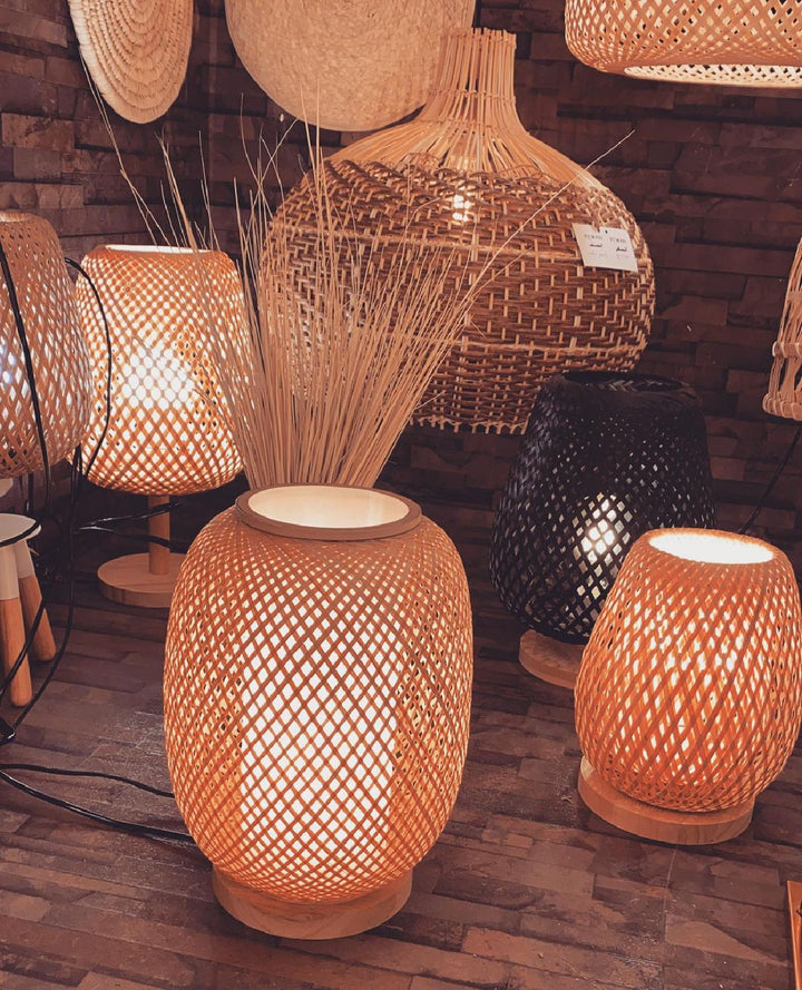 Rustic Table Lamp with Woven Natural Shade