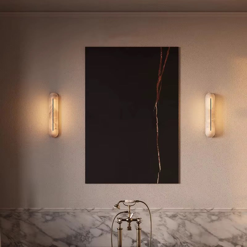 Modern Alabaster Wall Sconce with Slit Detail