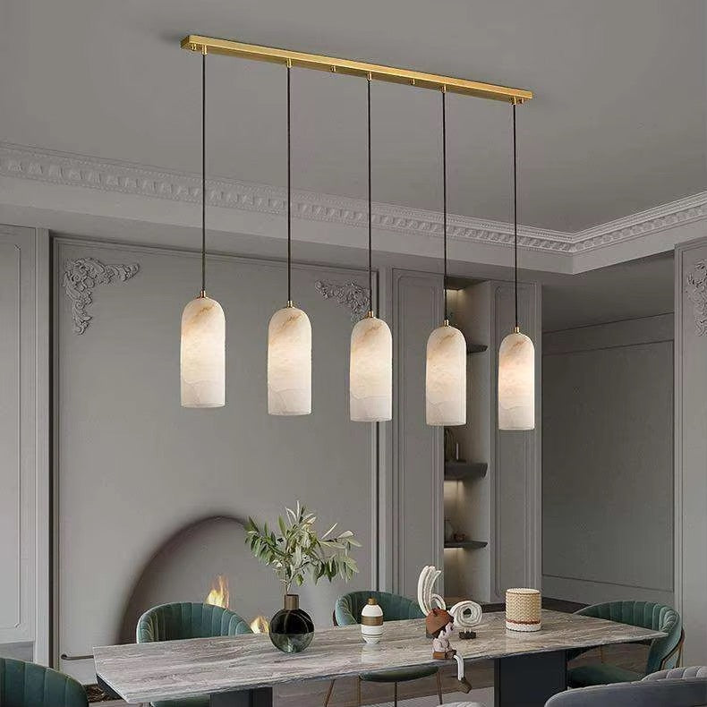 Pair of Cream Stone-Effect Pendant Lights