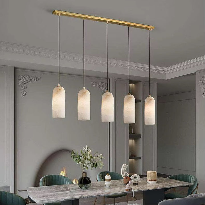 Pair of Cream Stone-Effect Pendant Lights