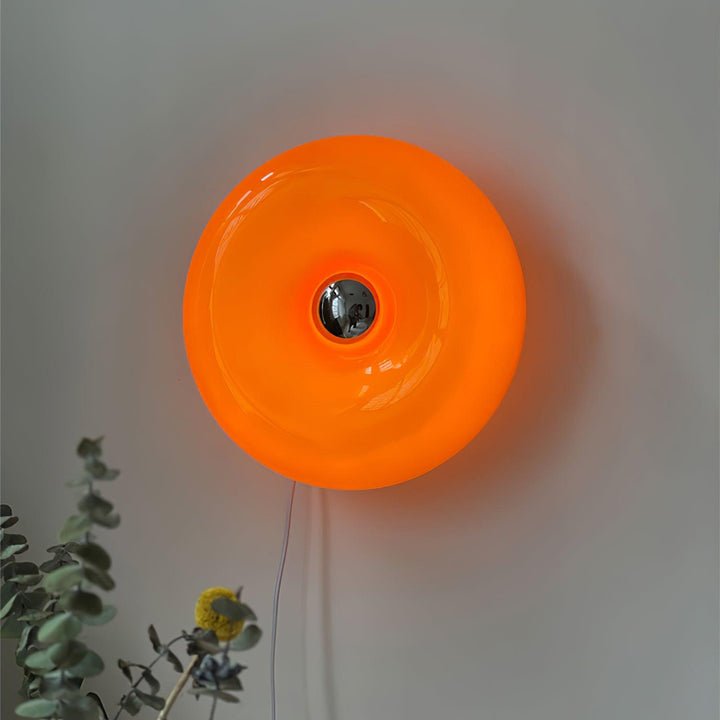 Orange Pink & white Sculptural Round Wall or table Light