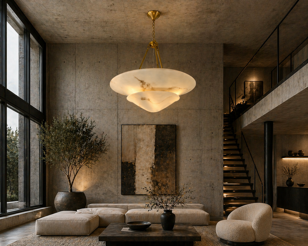 Vintage Artificial Marble Disc Pendant 60 cm