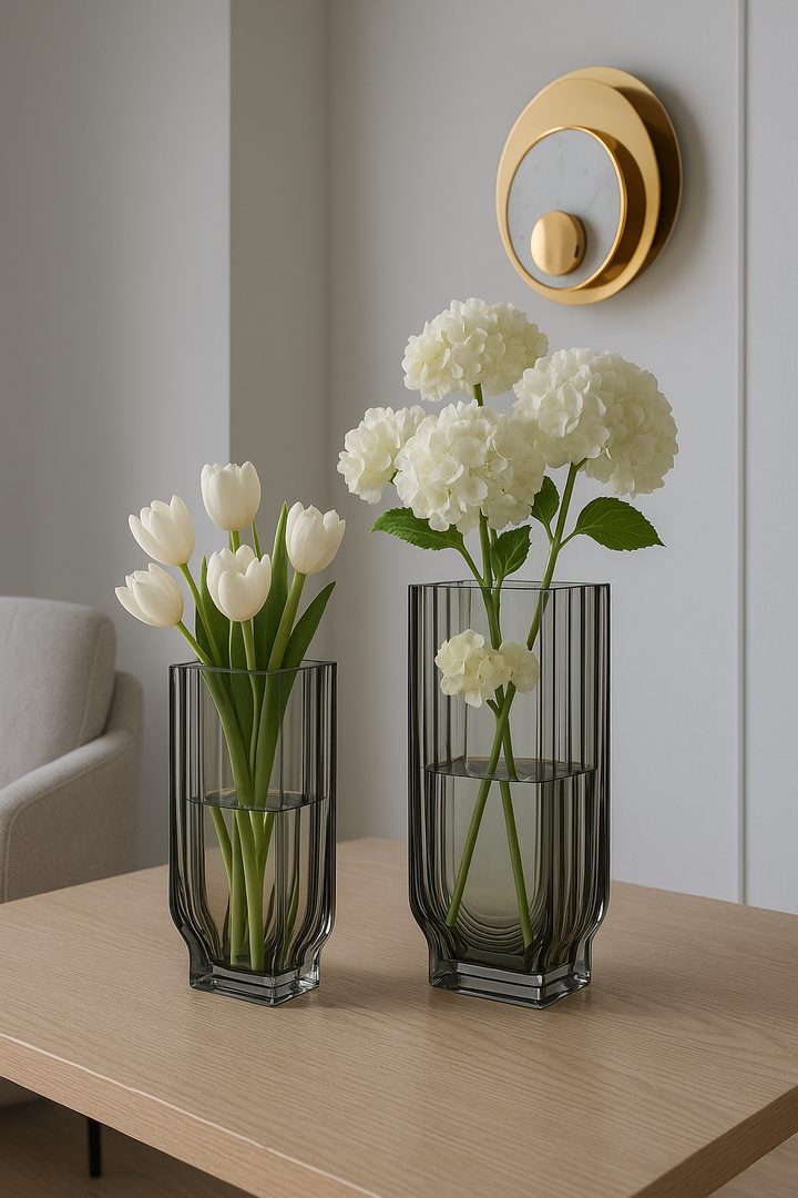 Ribbed Glass Vases