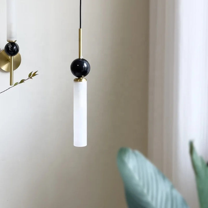 Modern Minimalist Pendant Light with Marble and Brass Accents