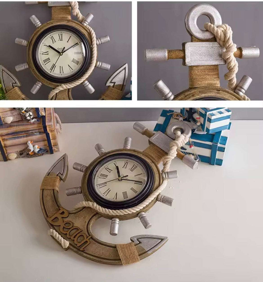 Nautical Anchor Wall Clock – “Relax” Coastal Design
