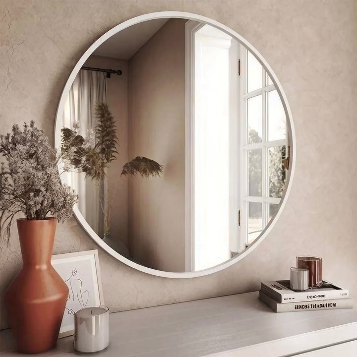 Wood-Framed Wall Mirror - White