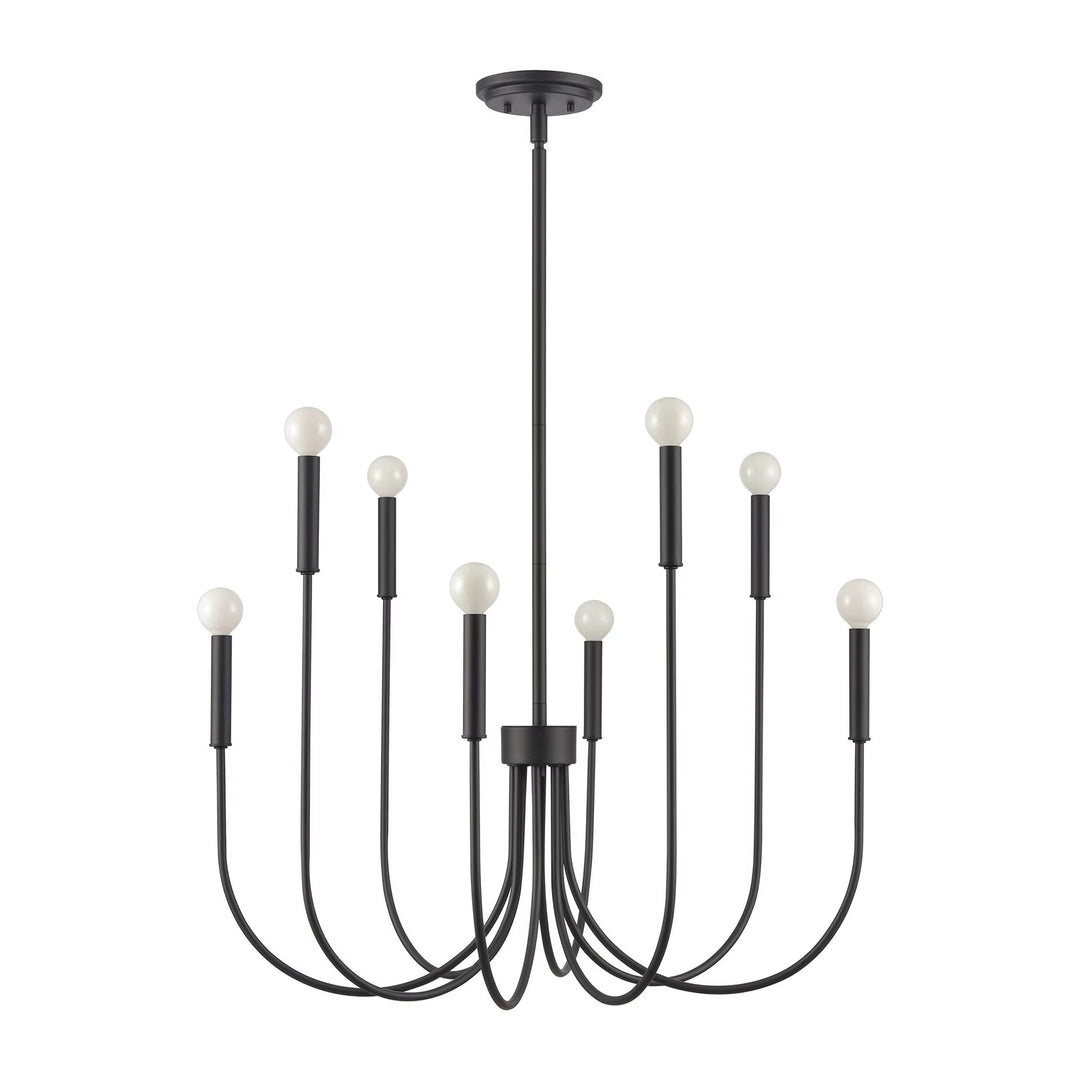 Modern black multi-light globe chandelier with curved arms