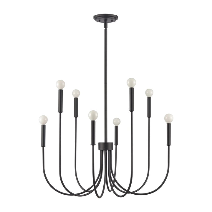 Modern black multi-light globe chandelier with curved arms