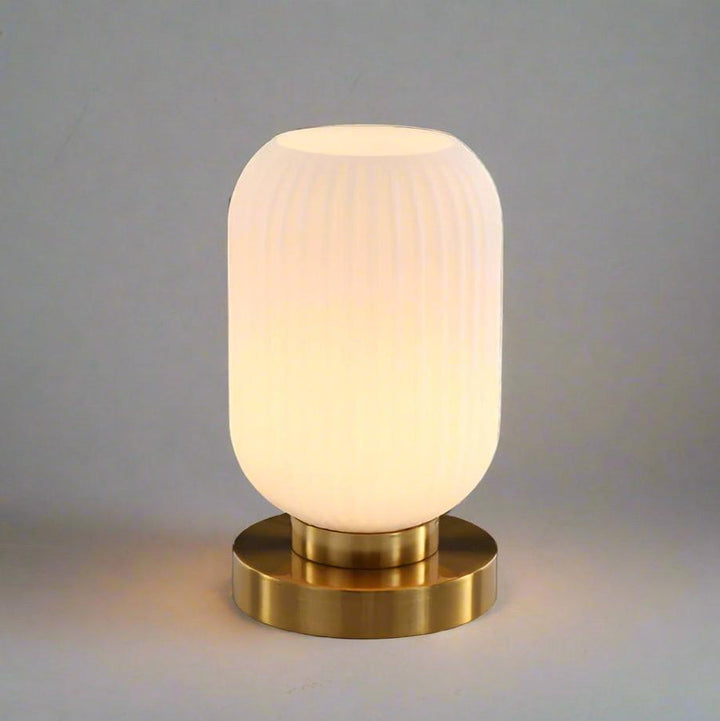 Modern Glass Table Lamp with Brass Base