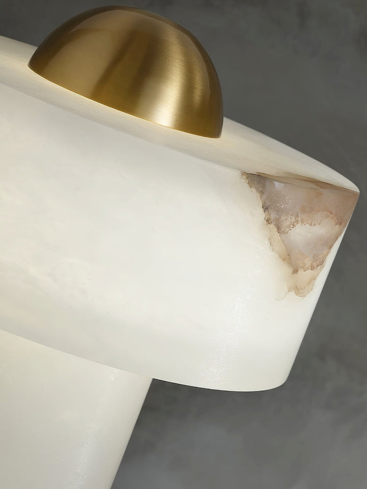 Modern Spanish Alabaster White and Brass Table Lamp