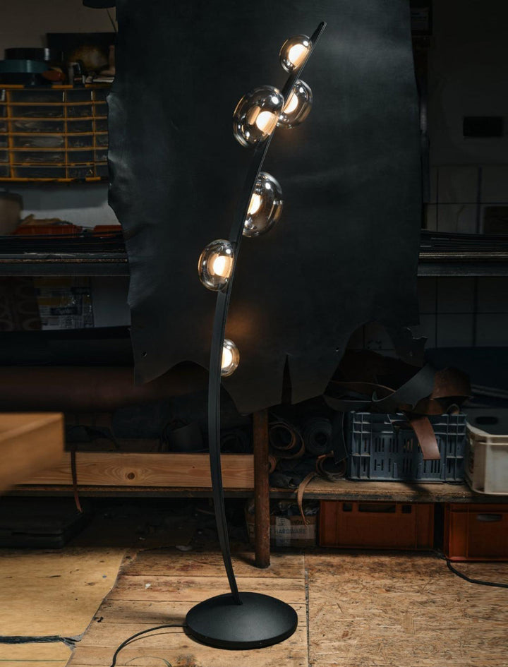 Modern Sculptural Floor Lamp with Glass Globe Shades