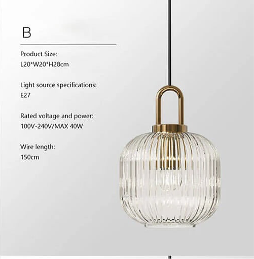 Modern Ribbed Glass Pendant Light Set