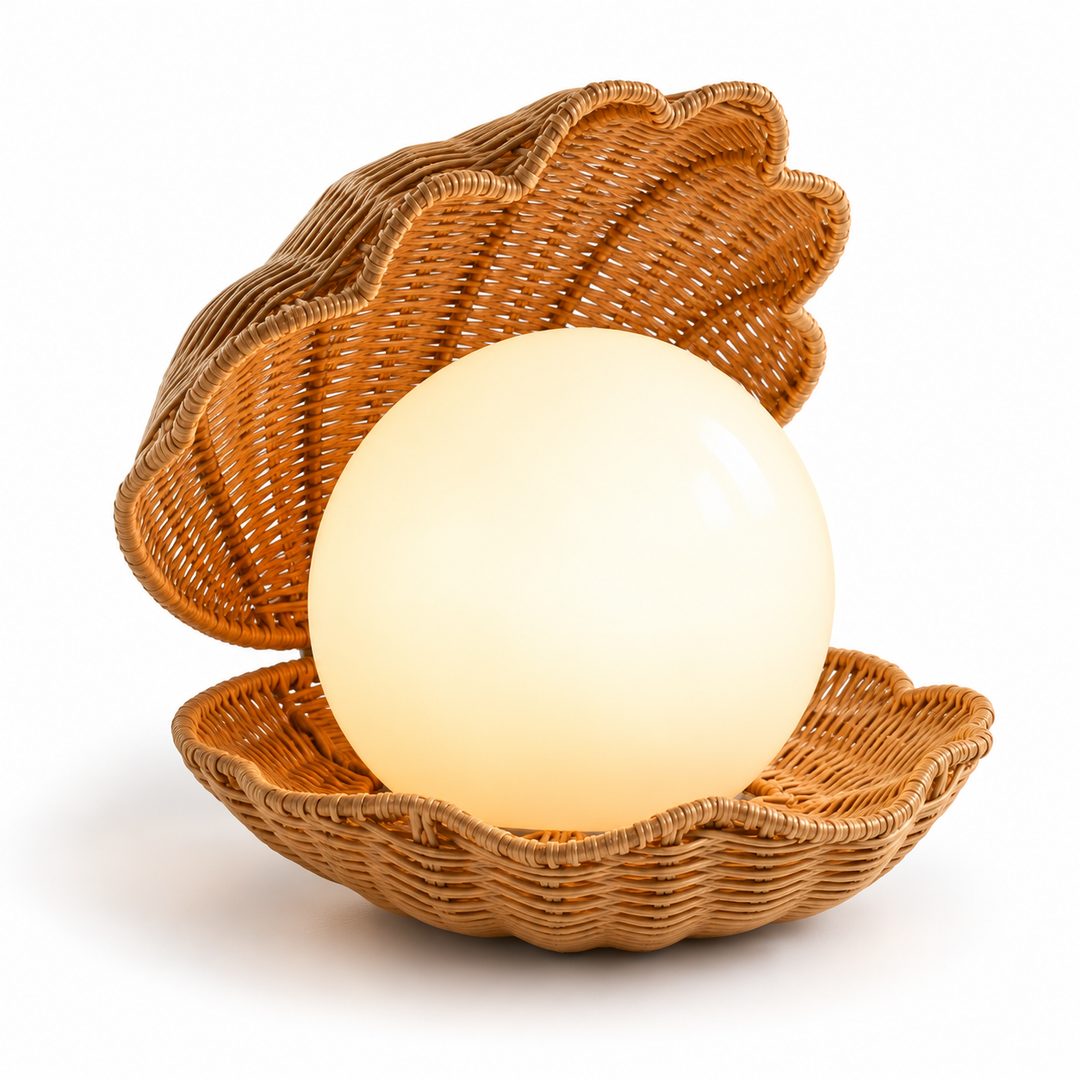 Shell-Inspired Rattan Table Lamp