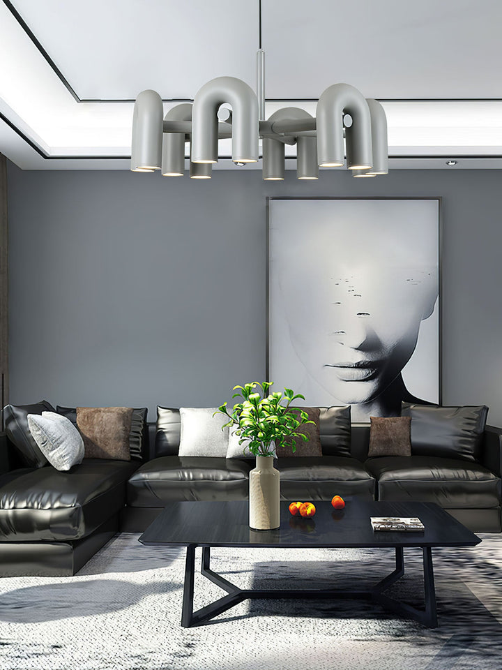 Modern GREY Tube Chandelier
