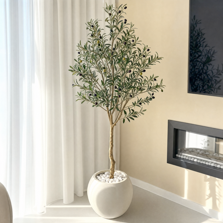Artificial Potted Olive Tree in Fiberglass Pot