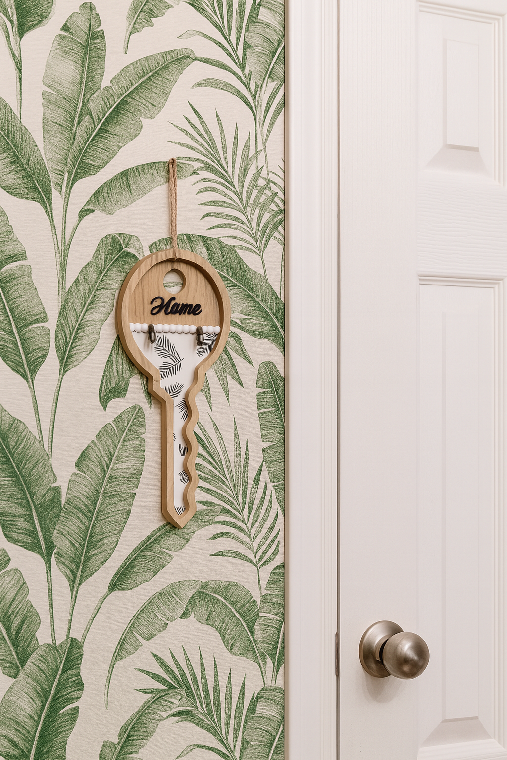 Wooden Key-Shaped Home Key Holder