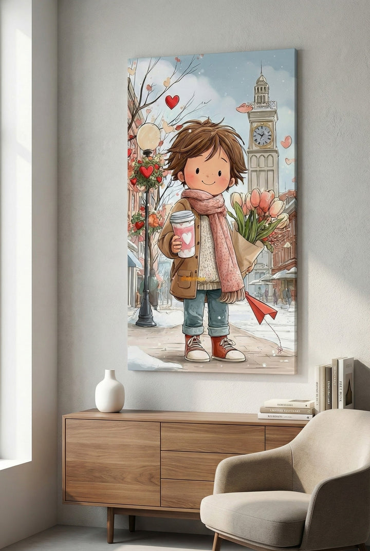 Sweet Valentine Boy Canvas Wall Art