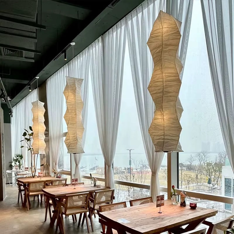 Sculptural Ivory Pleated Pendant Light