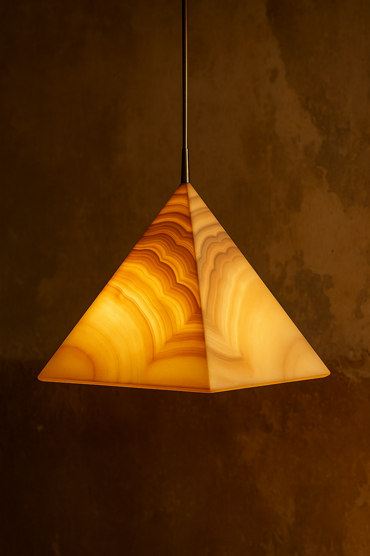 Warm Pyramid AlabasterPendant Light