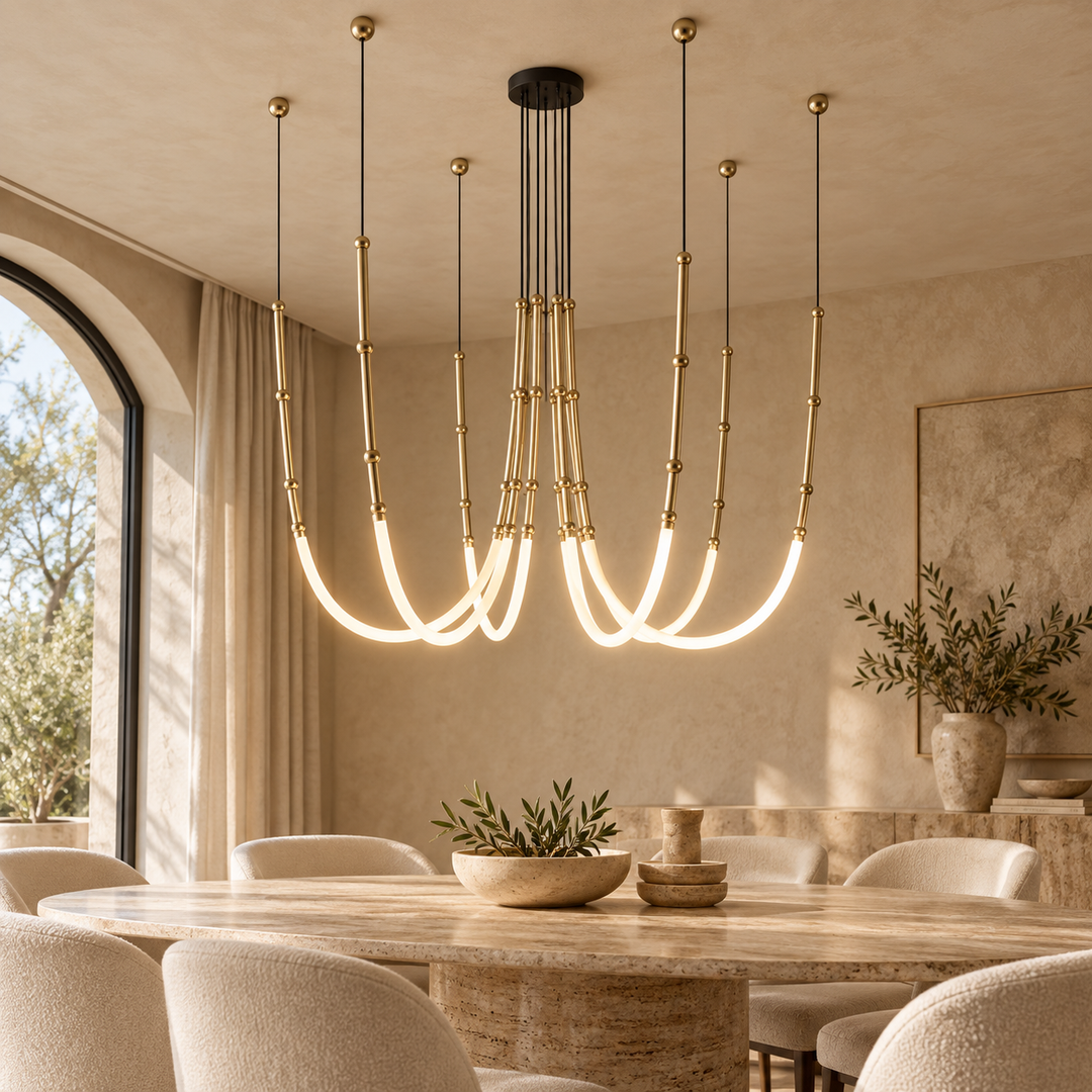 Sculptural Brass Multi-Arm Chandelier