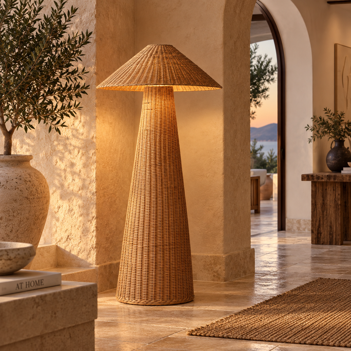Natural Woven Rattan Floor Lamp