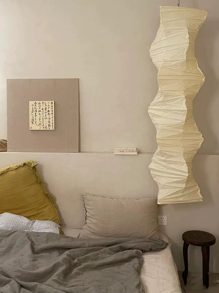 Sculptural Ivory Pleated Pendant Light