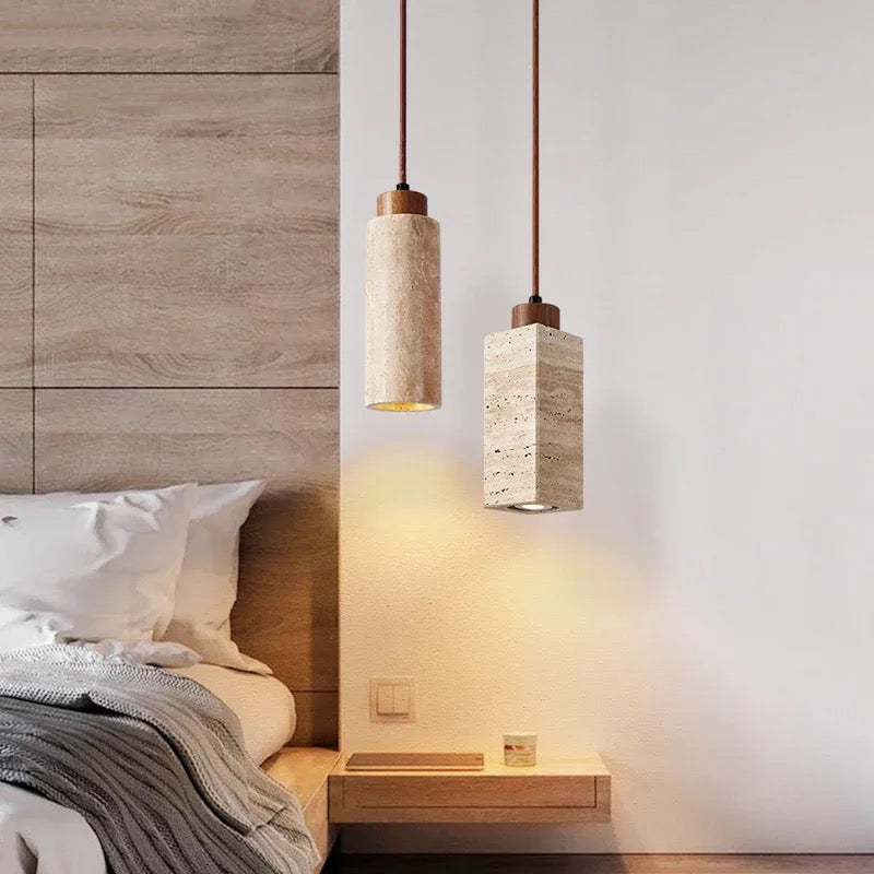 Modern Pendant Light with Natural Stone Shades