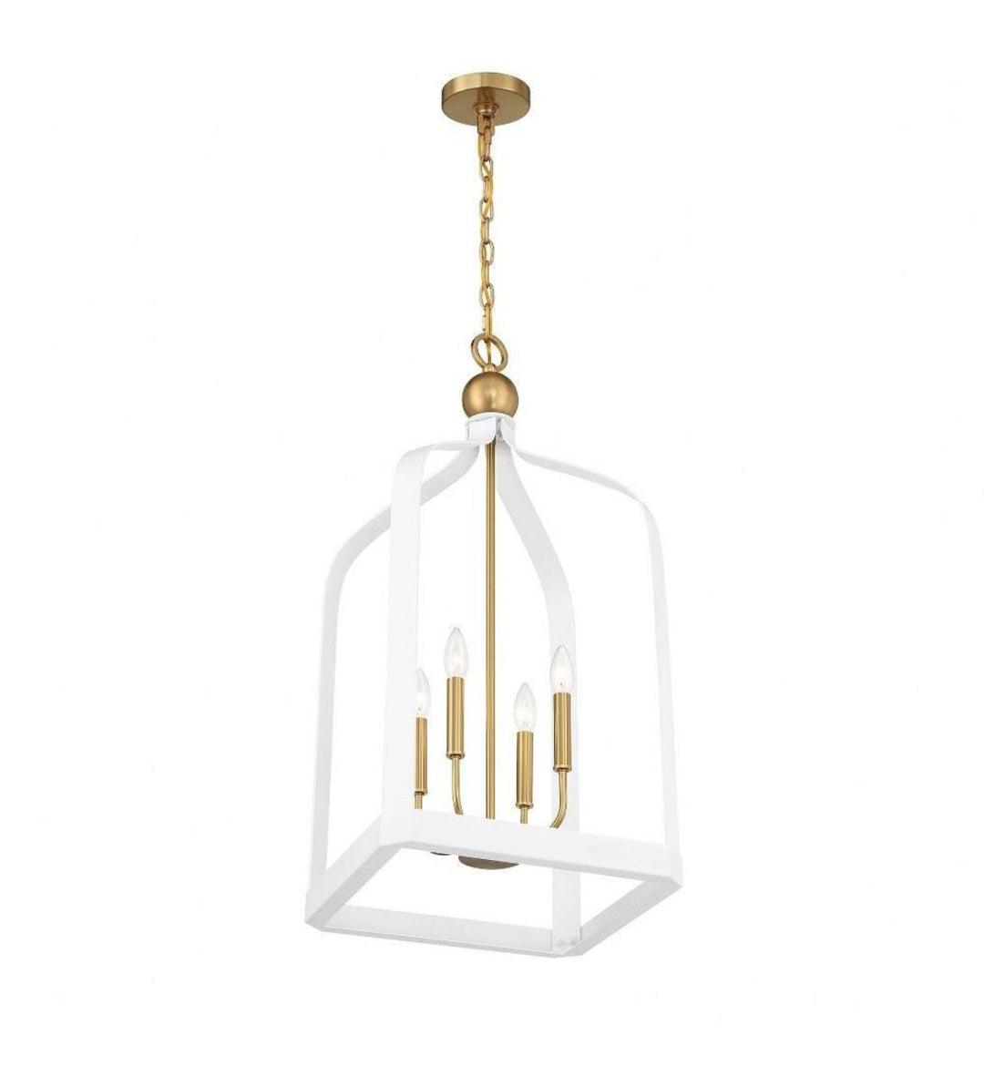 Elegant White and Gold Cage Chandelier