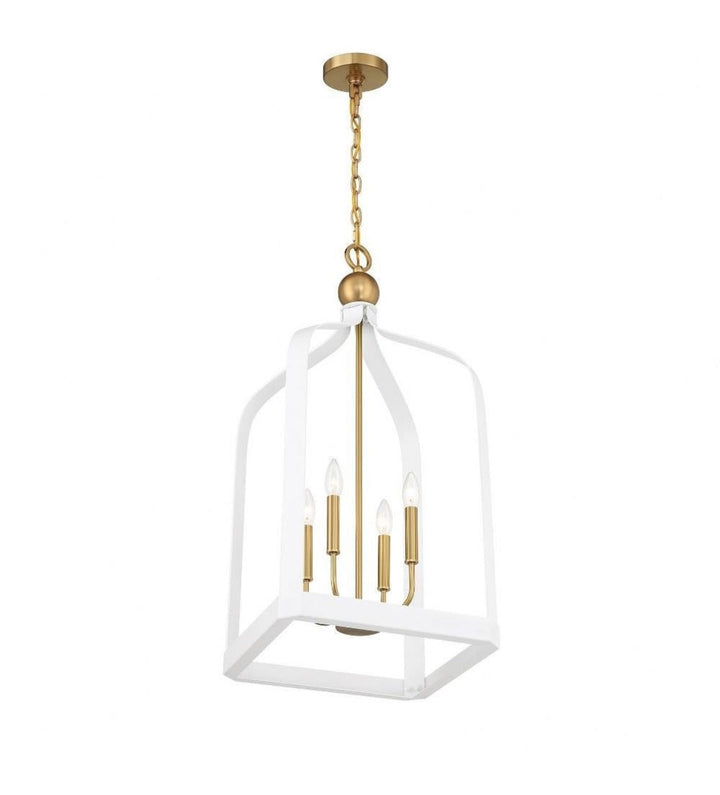 Elegant White and Gold Cage Chandelier