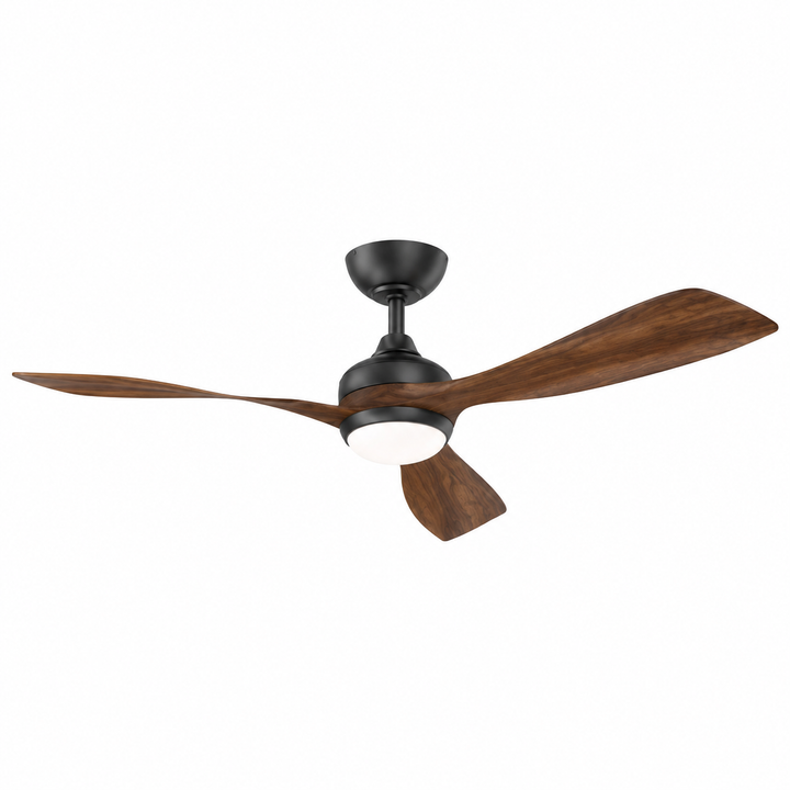 Modern Ceiling Fan with Walnut Wood Blades and LED Light