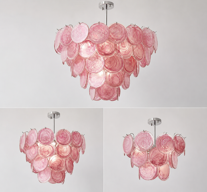 Pink Glass Disc Chandelier