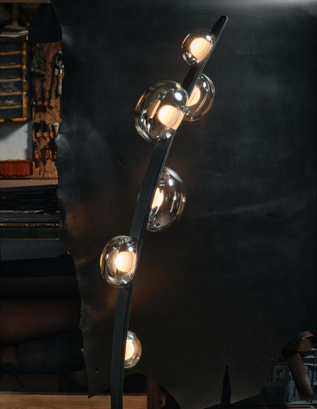 Modern Sculptural Floor Lamp with Glass Globe Shades