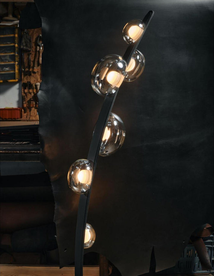 Modern Sculptural Floor Lamp with Glass Globe Shades