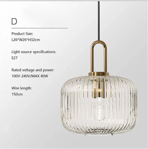 Modern Ribbed Glass Pendant Light Set