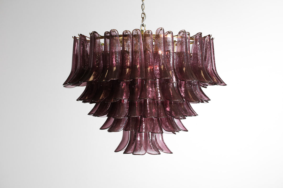 Burgundy Glass Cascade Chandelier with Layered Shades