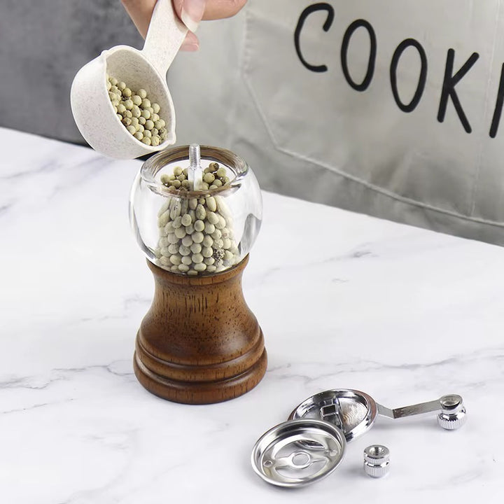 Natural Wood and Glass Pepper Mill