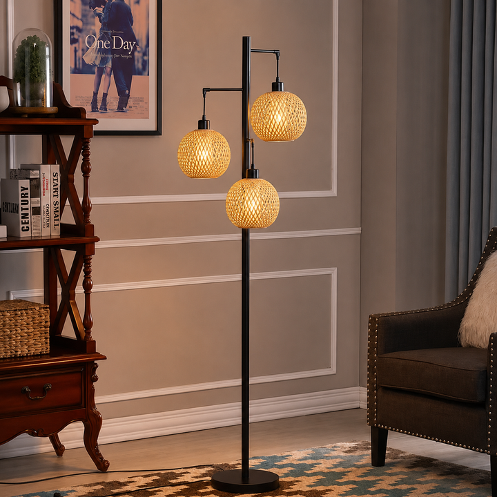 Rattan Globe Floor Lamp