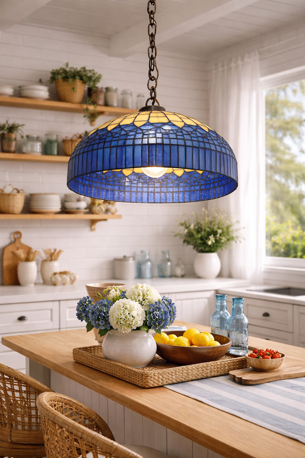 Blue Mosaic Glass Pendant