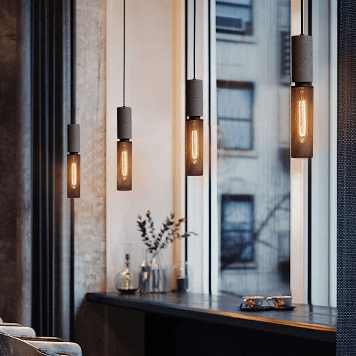 Industrial Concrete and Metal Pendant Light